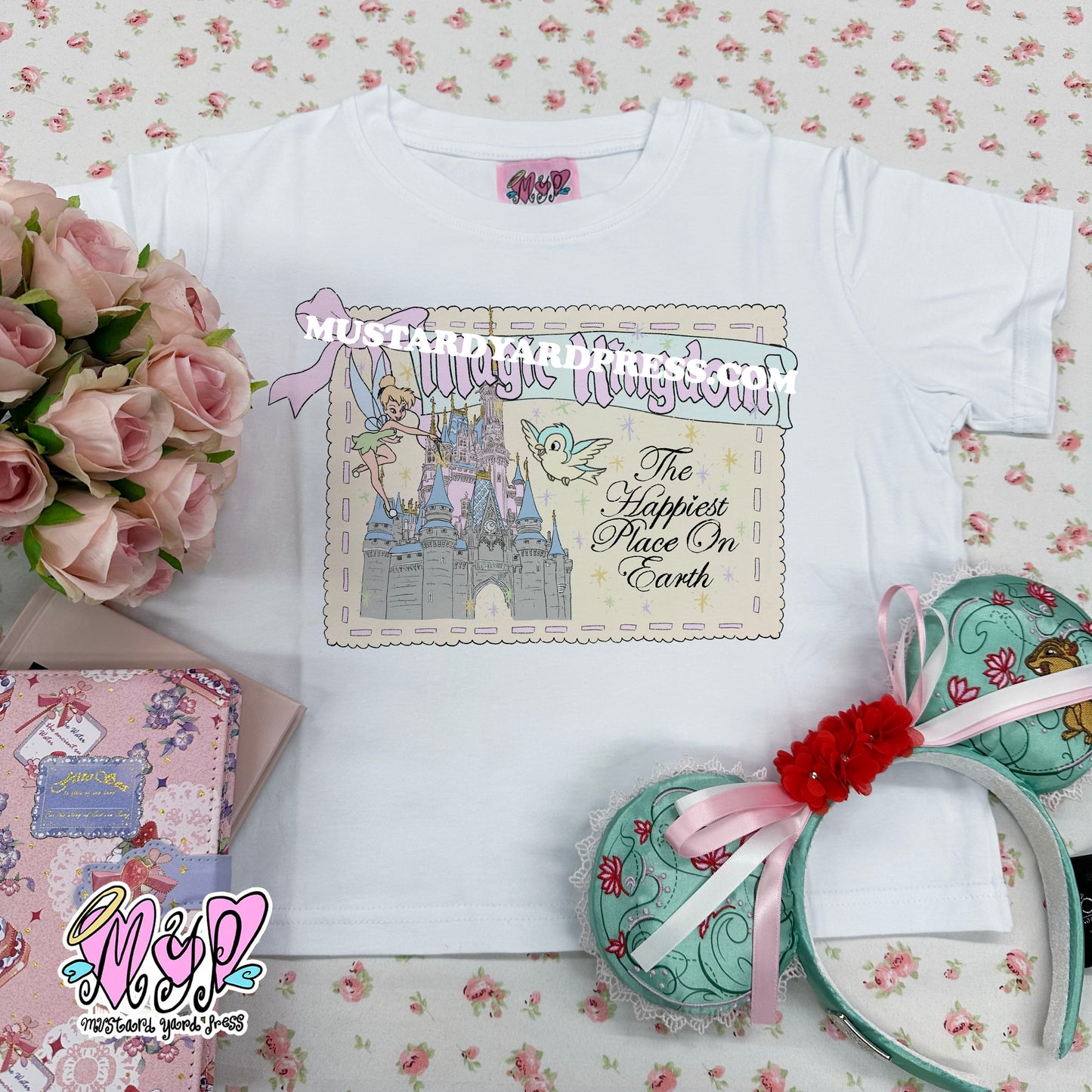 postcard magic castle baby tee