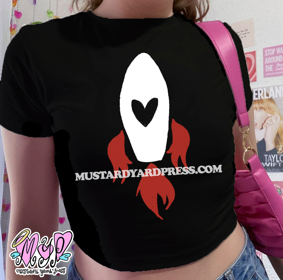 rocket black baby tee