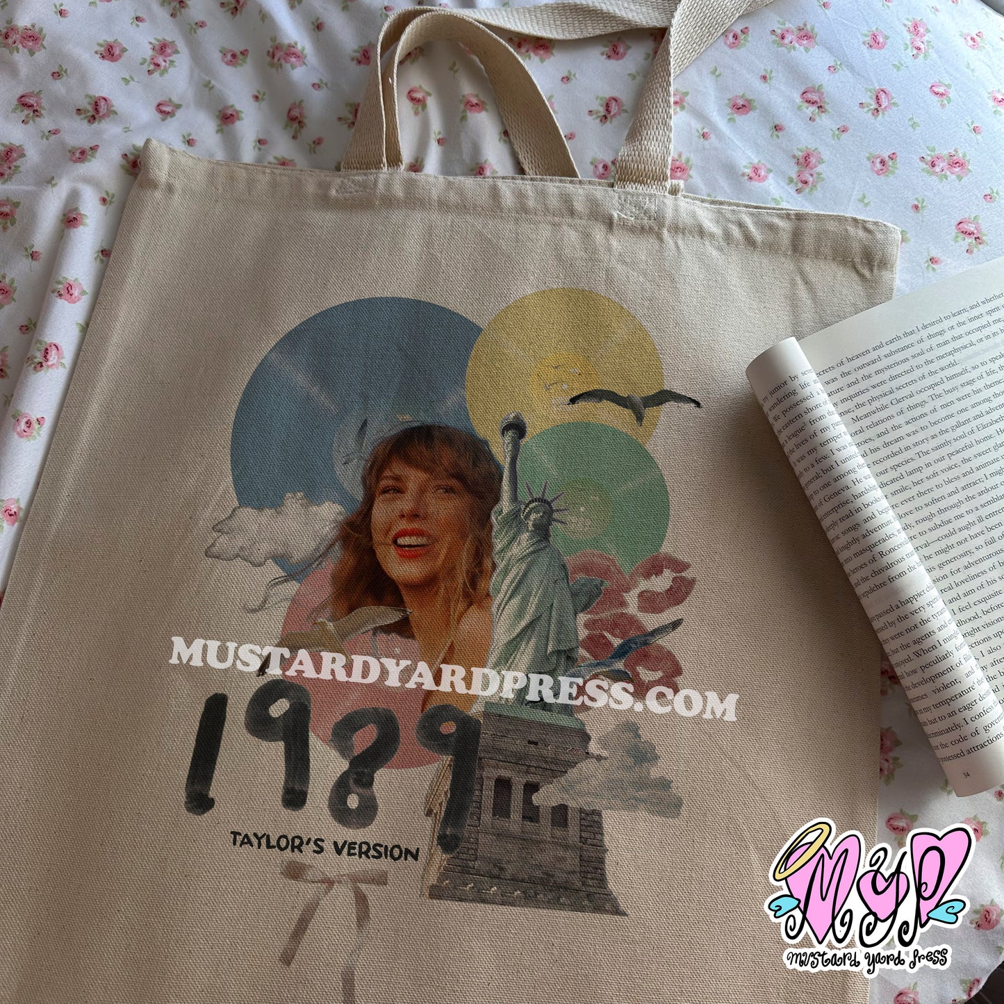 89 collage tote bag