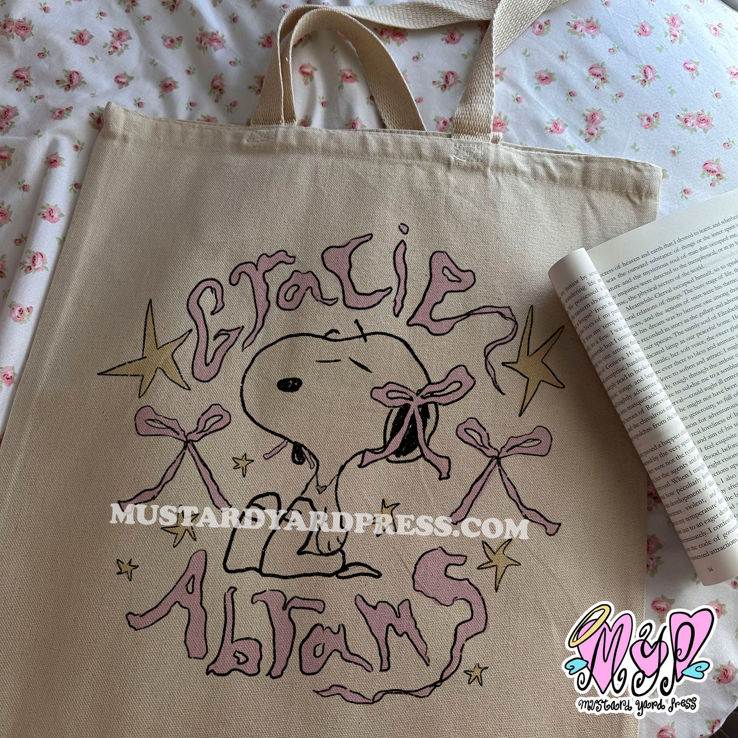 gracie dog tote bag