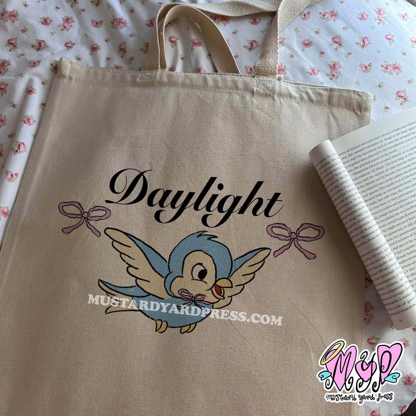 blue bird tote bag
