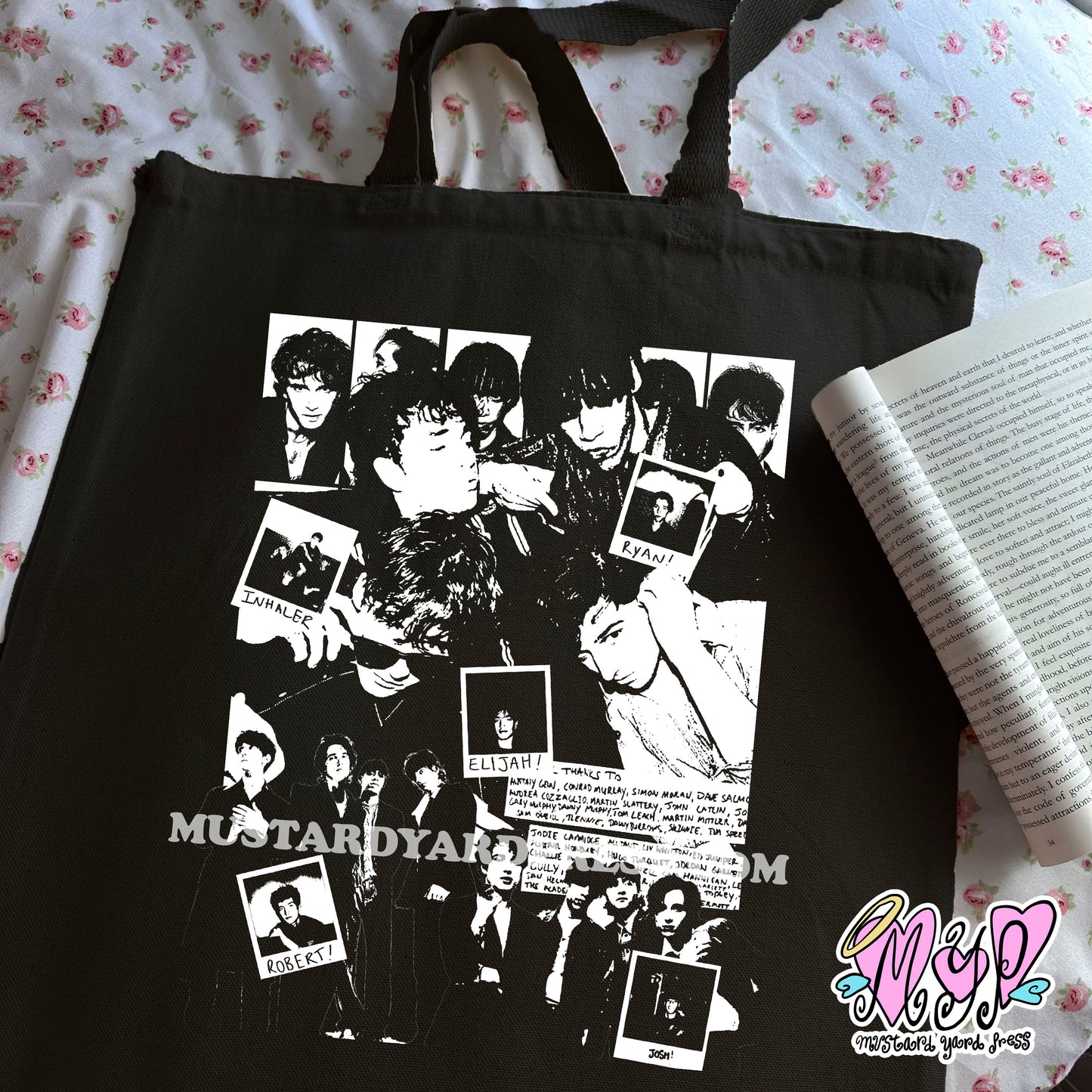 inhaler collage tote bag