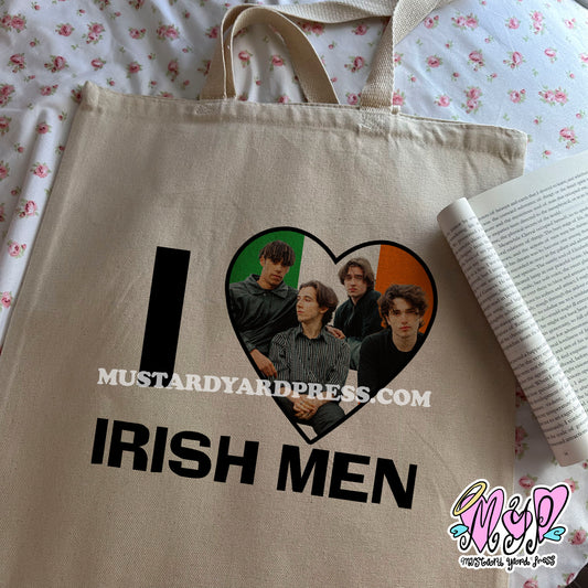 i love irish men tote bag