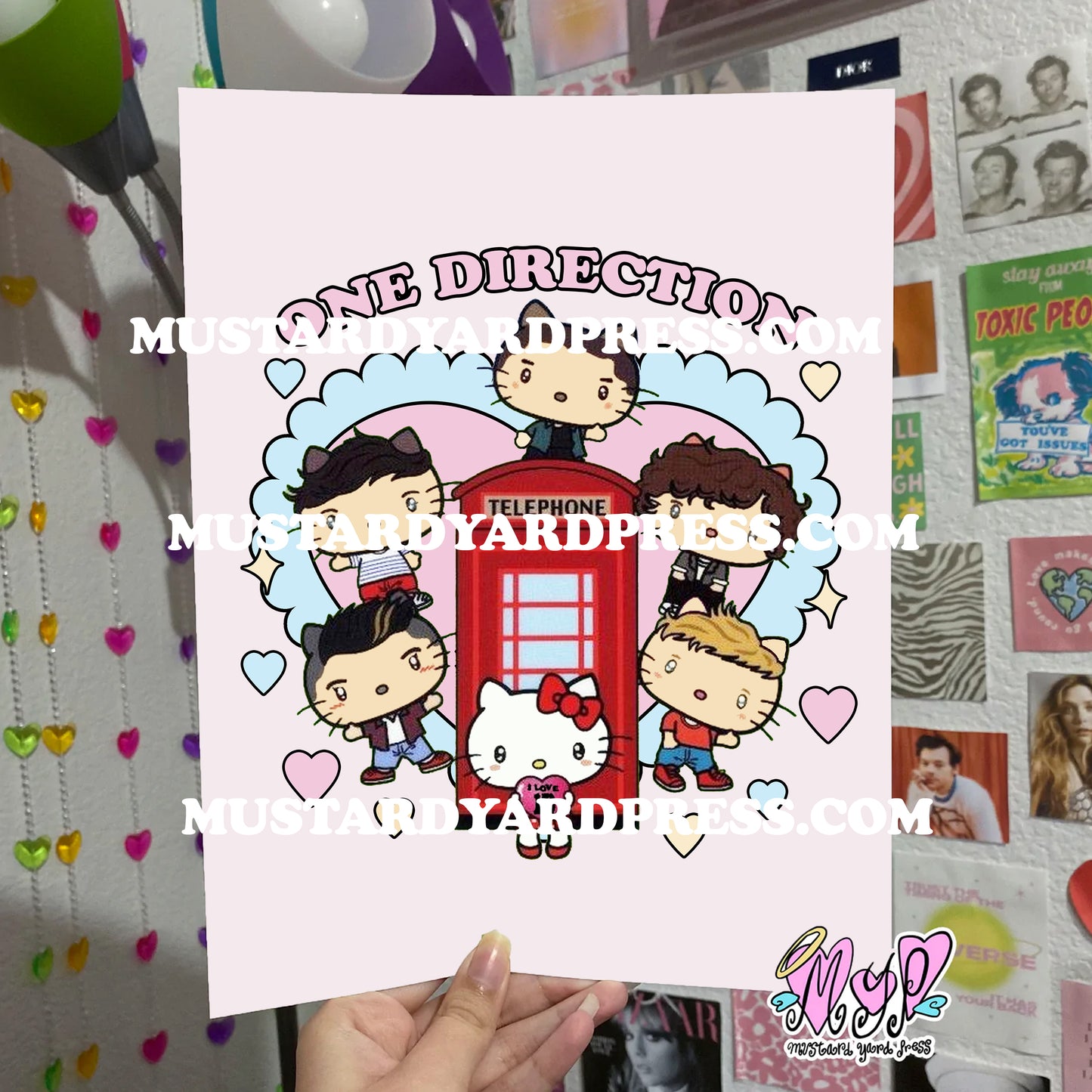 boyband cat heart poster