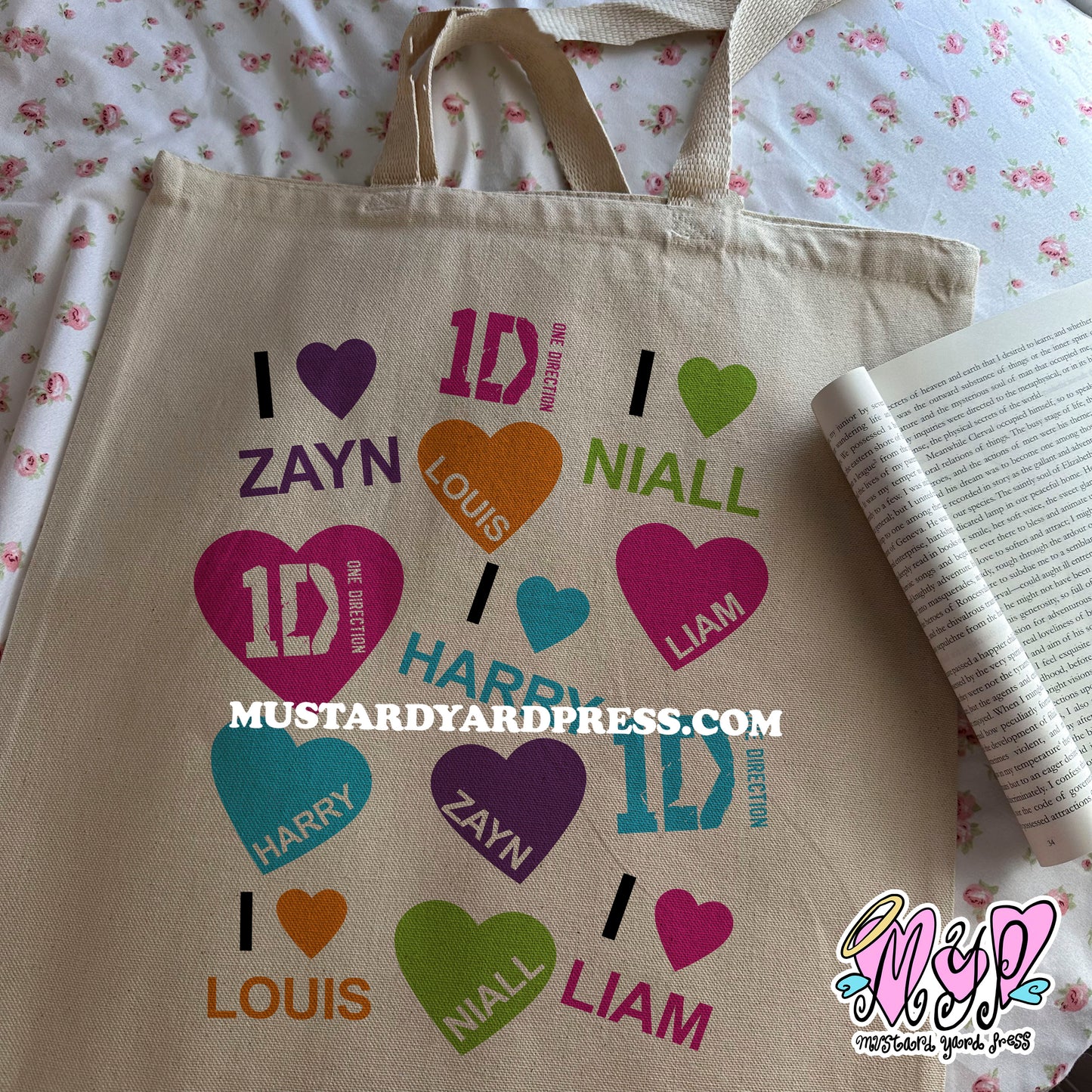1d hearts tote bag