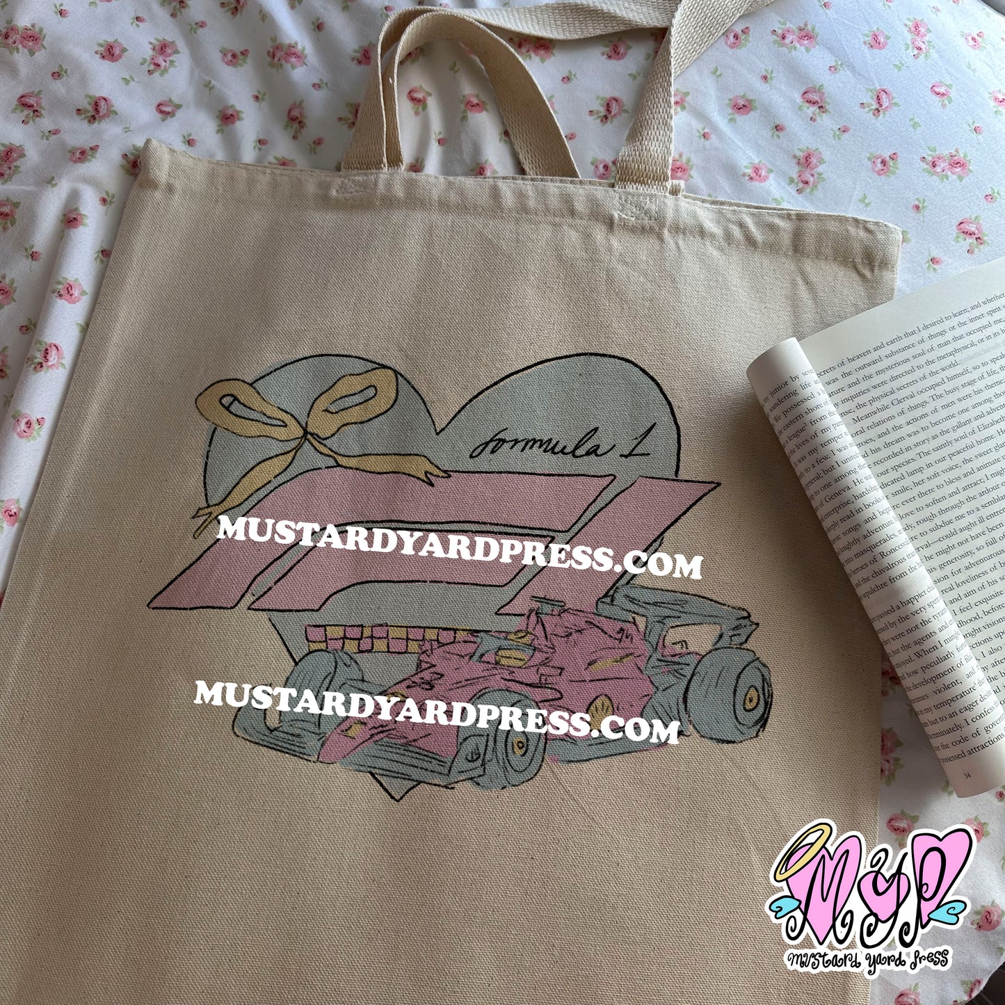 f1 coquette tote bag
