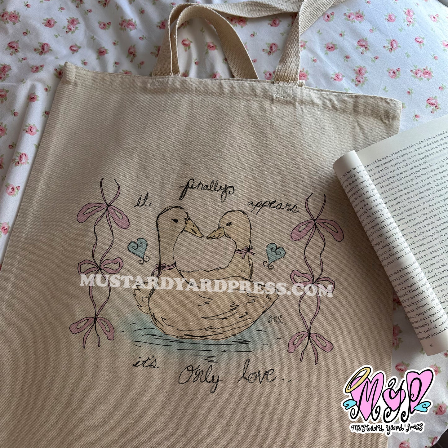 only love swans tote bag