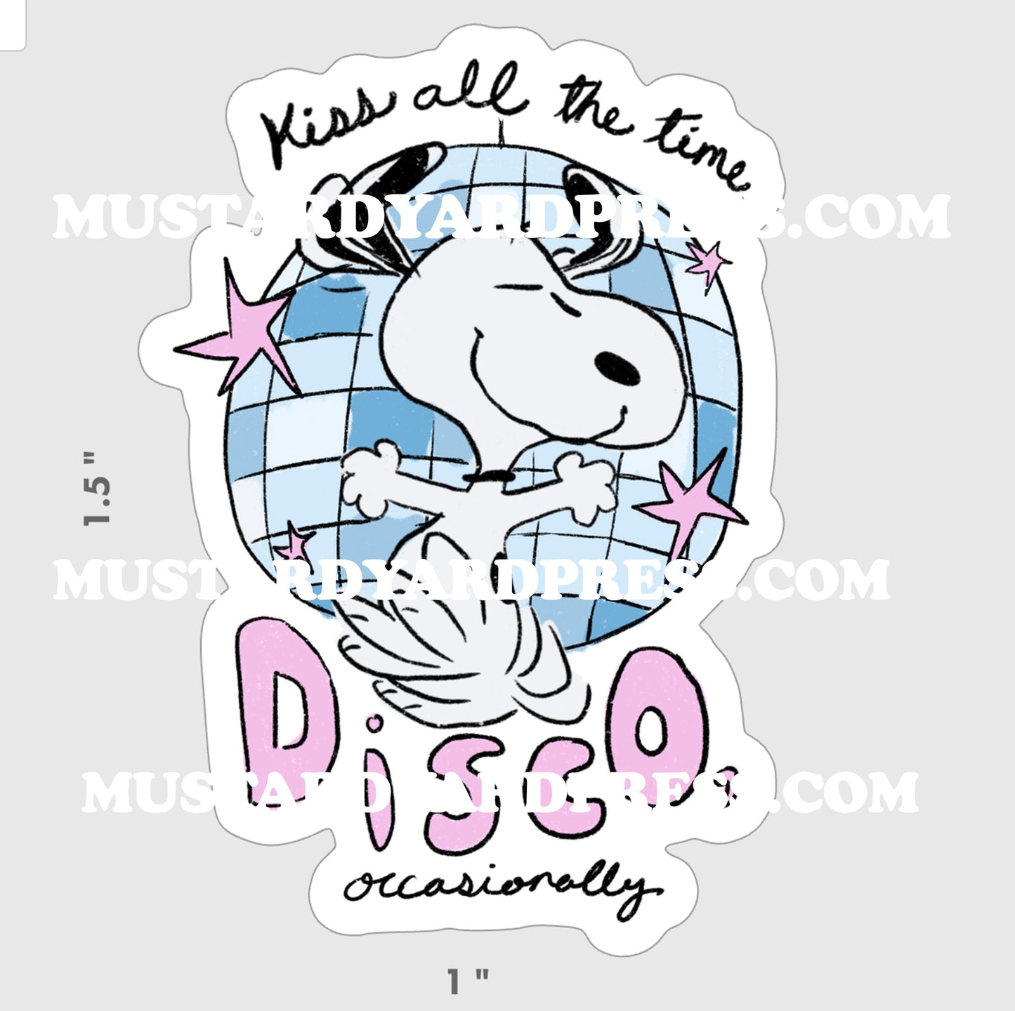 kiss disco dog mini sticker