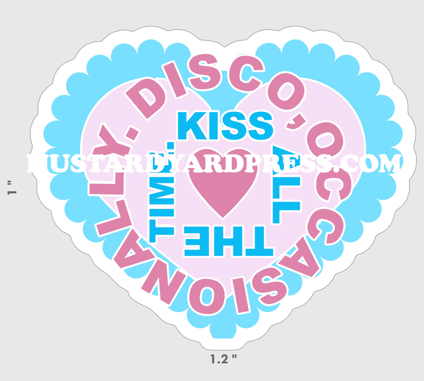 kiss disco heart mini sticker