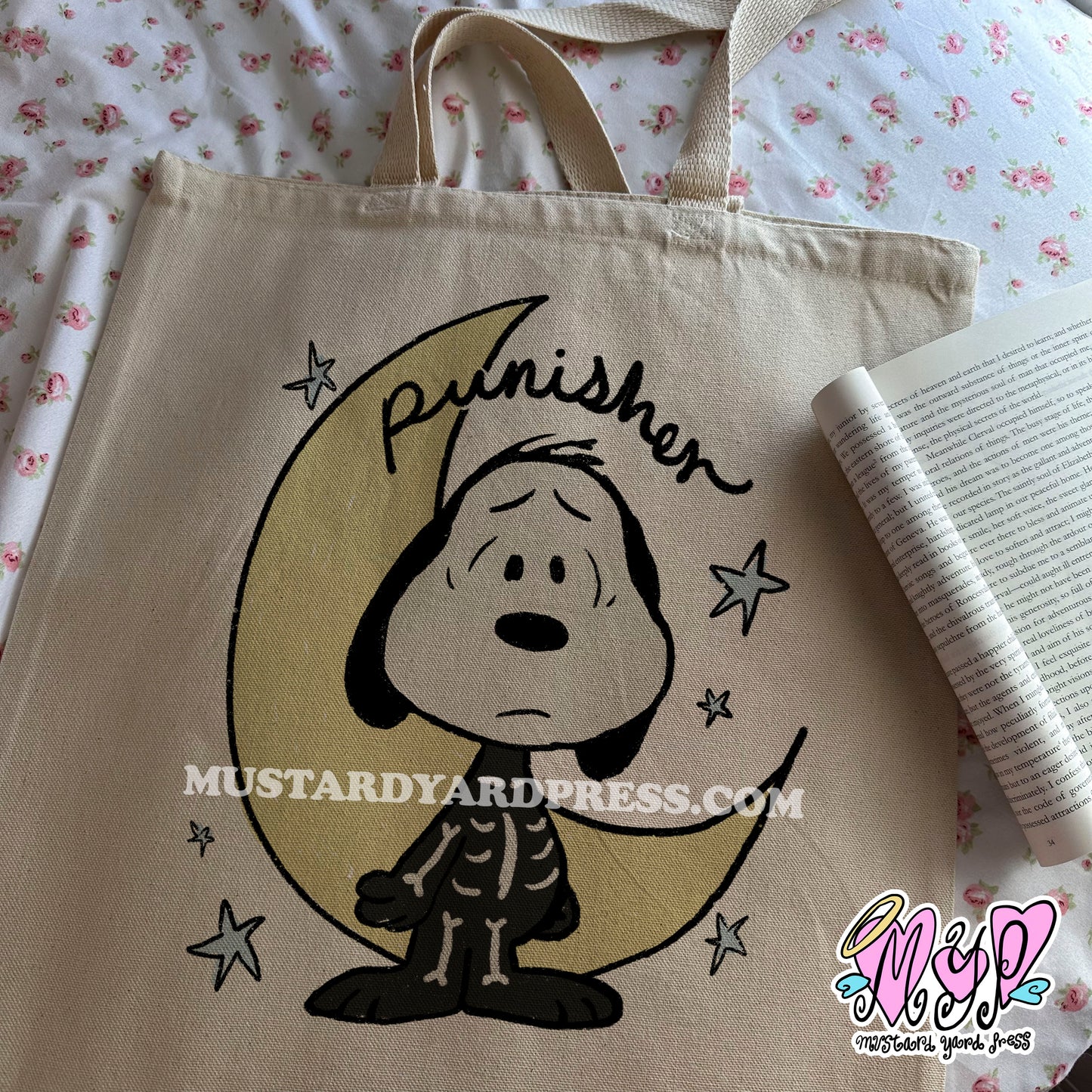 skeleton dog tote bag