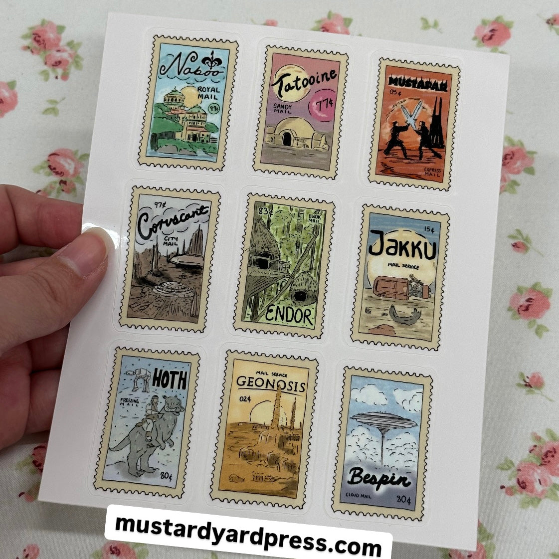 galaxy stamps sticker sheet