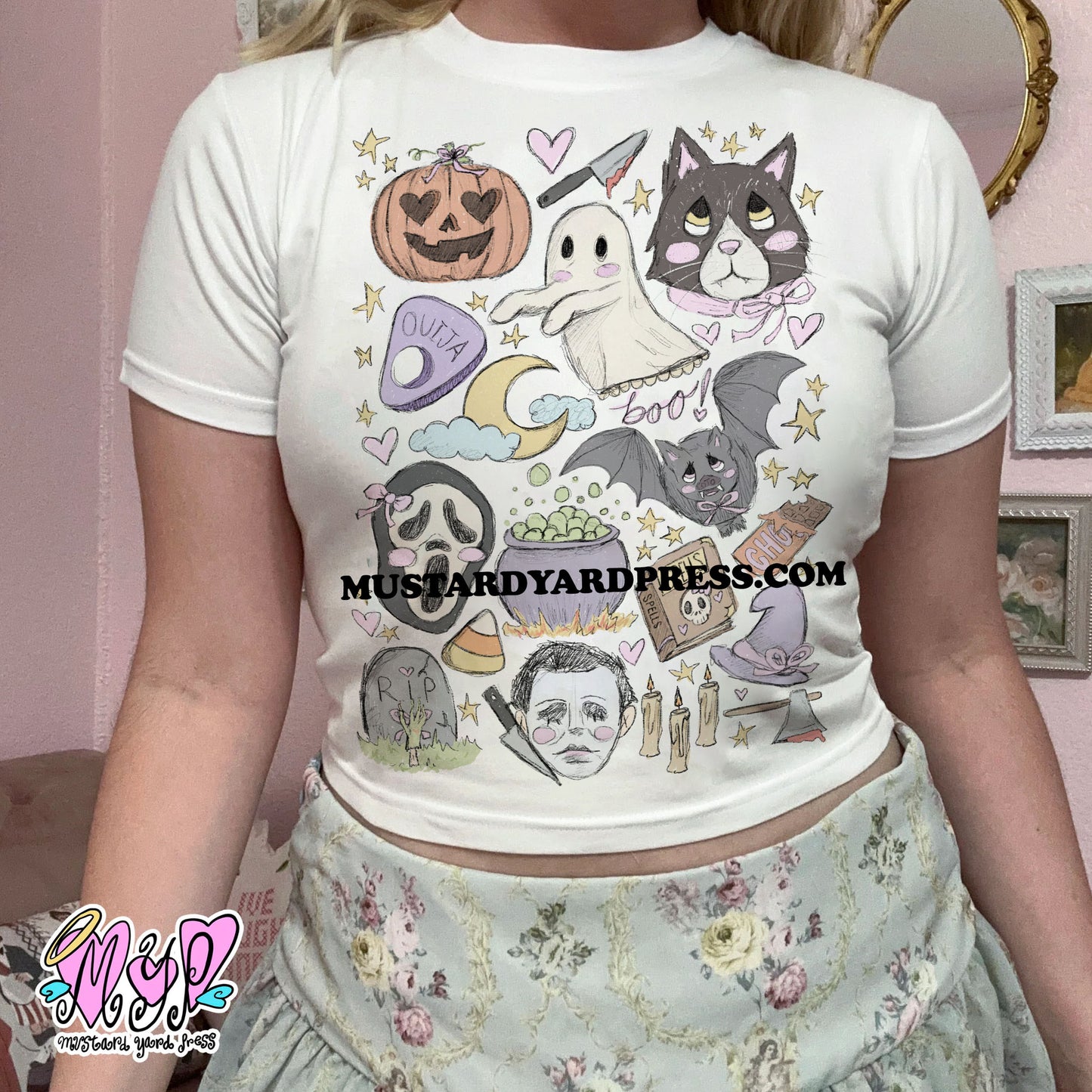 halloween doodles baby tee