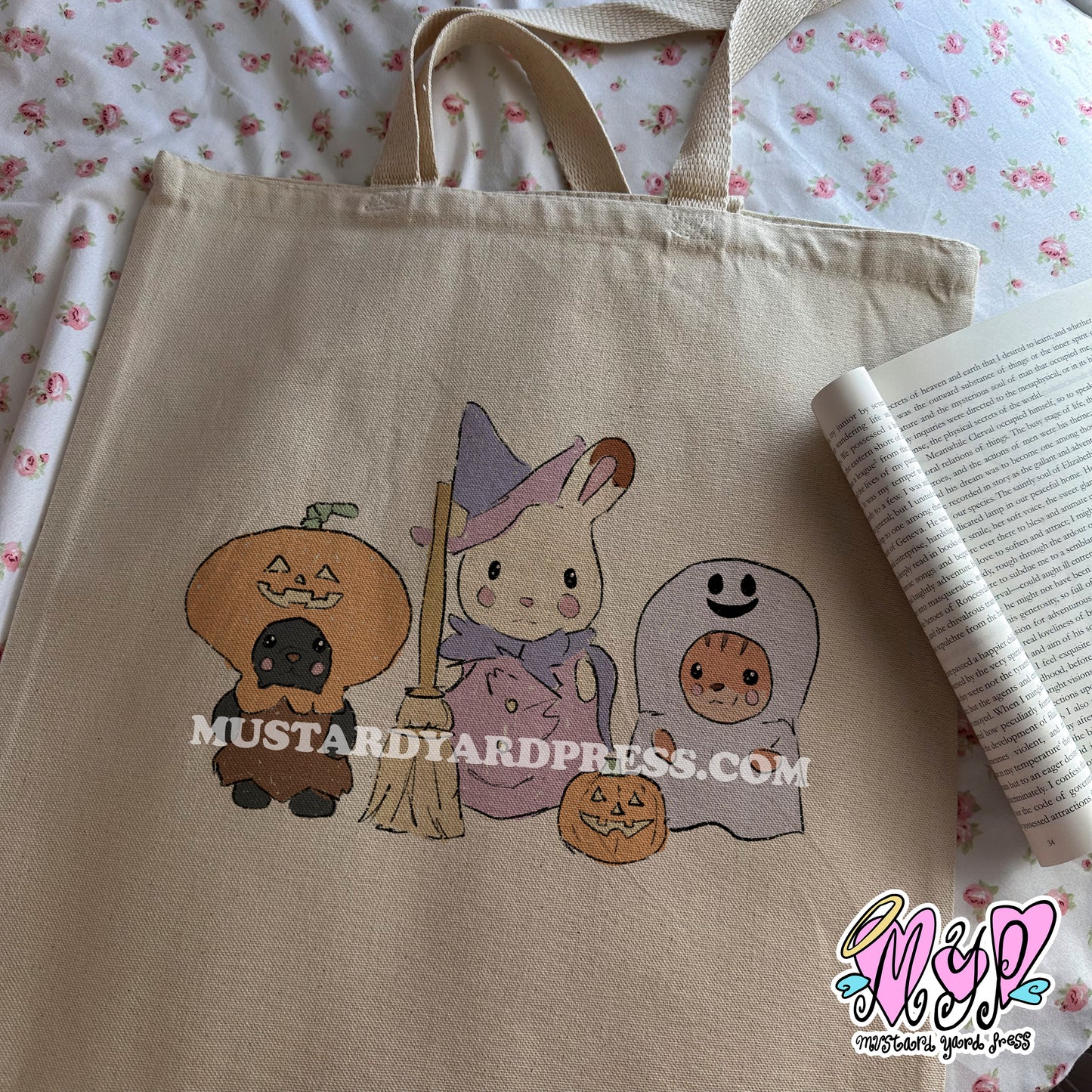 halloween calico tote bag