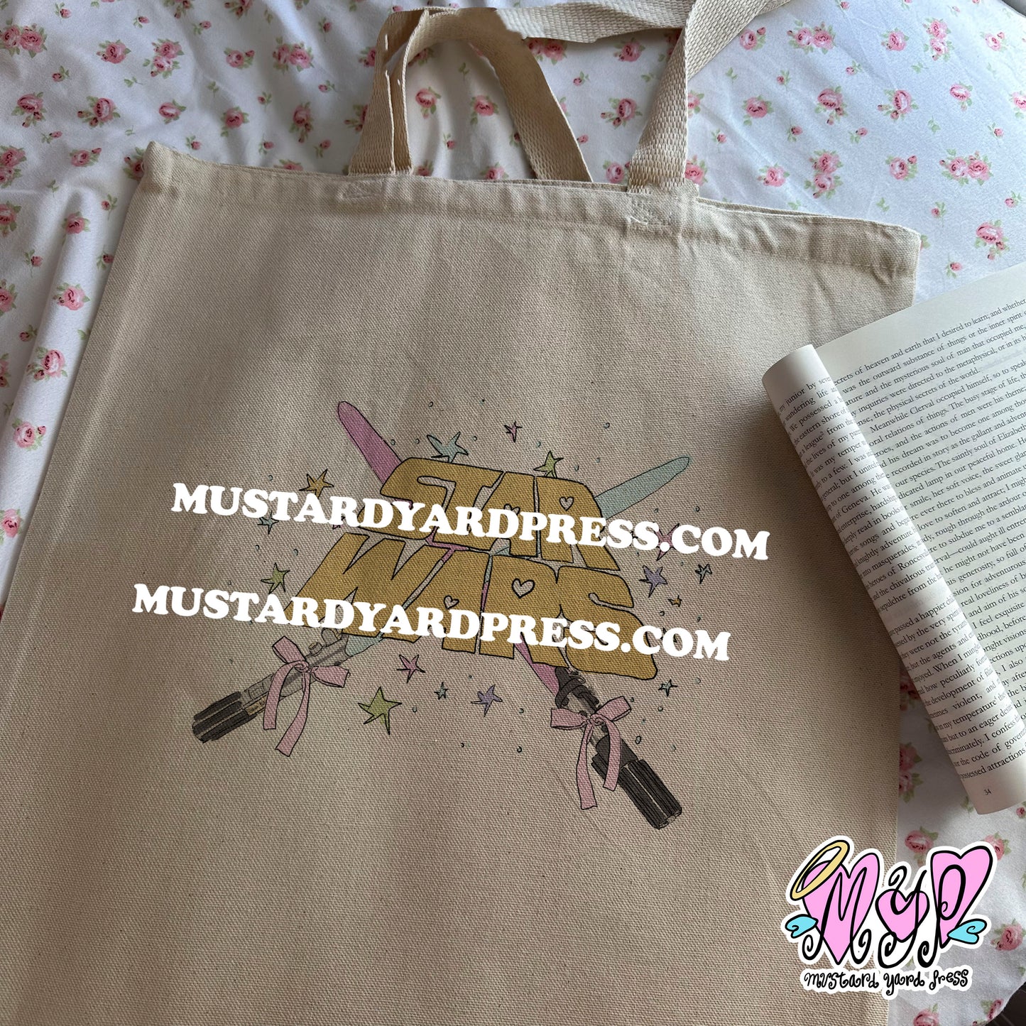 galaxy coquette logo tote bag