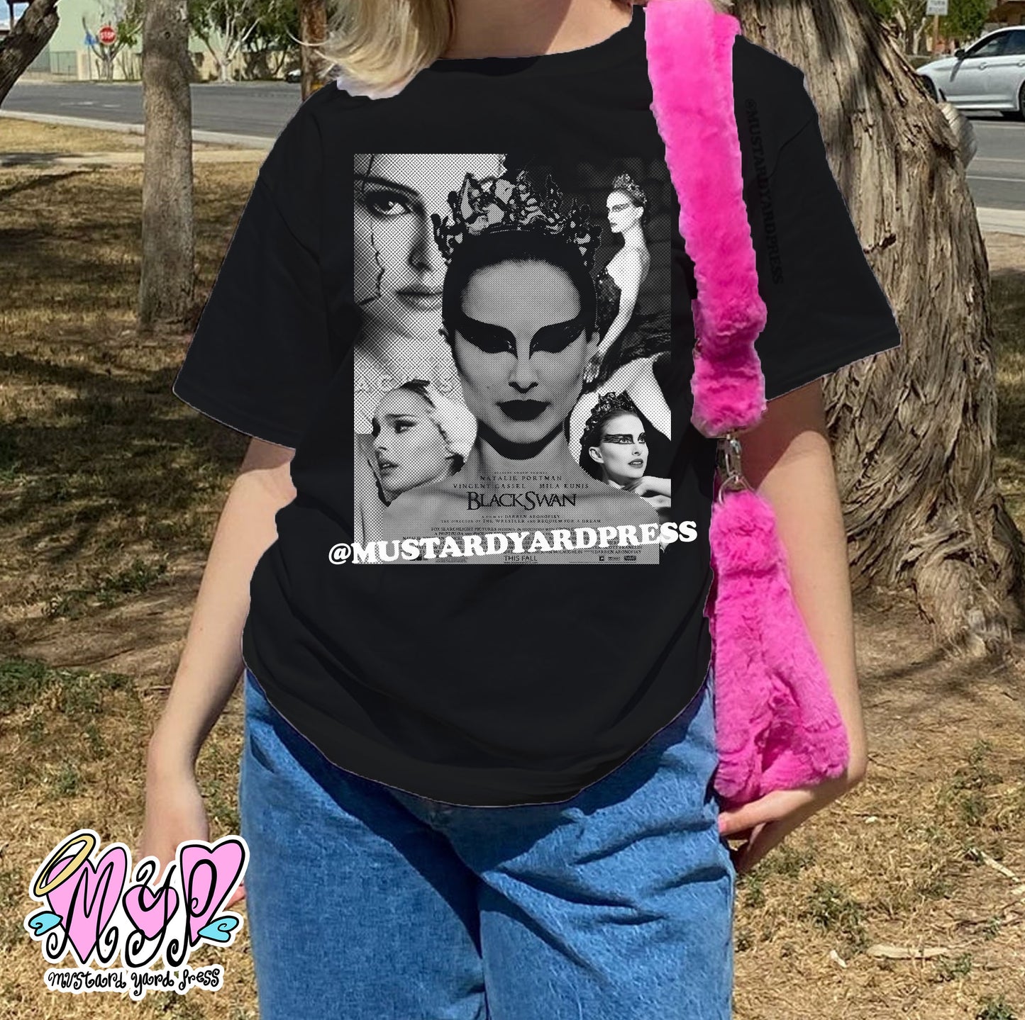 black swan collage t-shirt