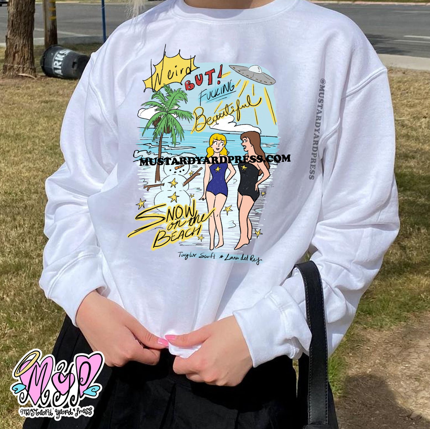 snowy beach crewneck