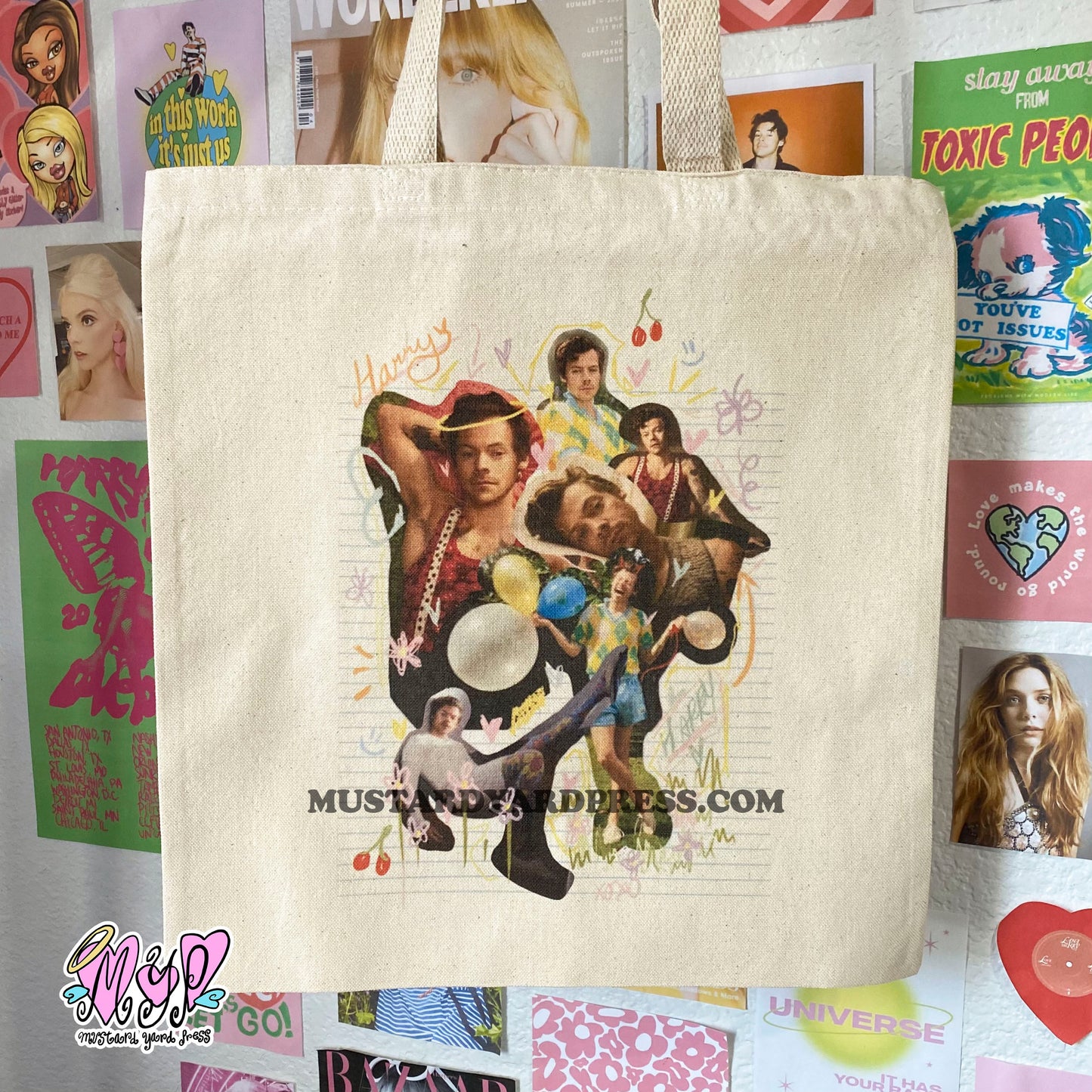notebook collage harry tote bag