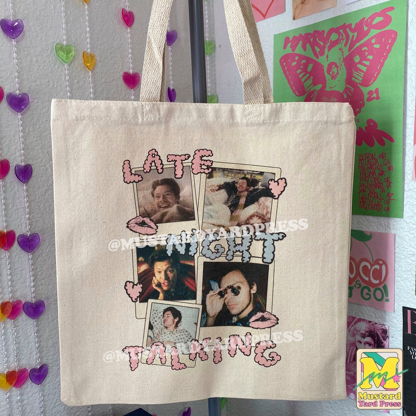 late night polaroids tote bag