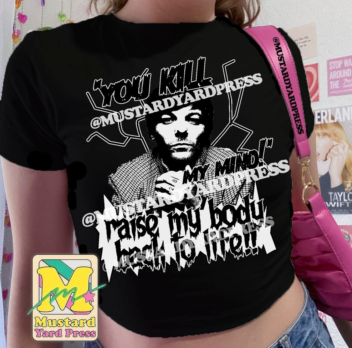 kill my mind black baby tee