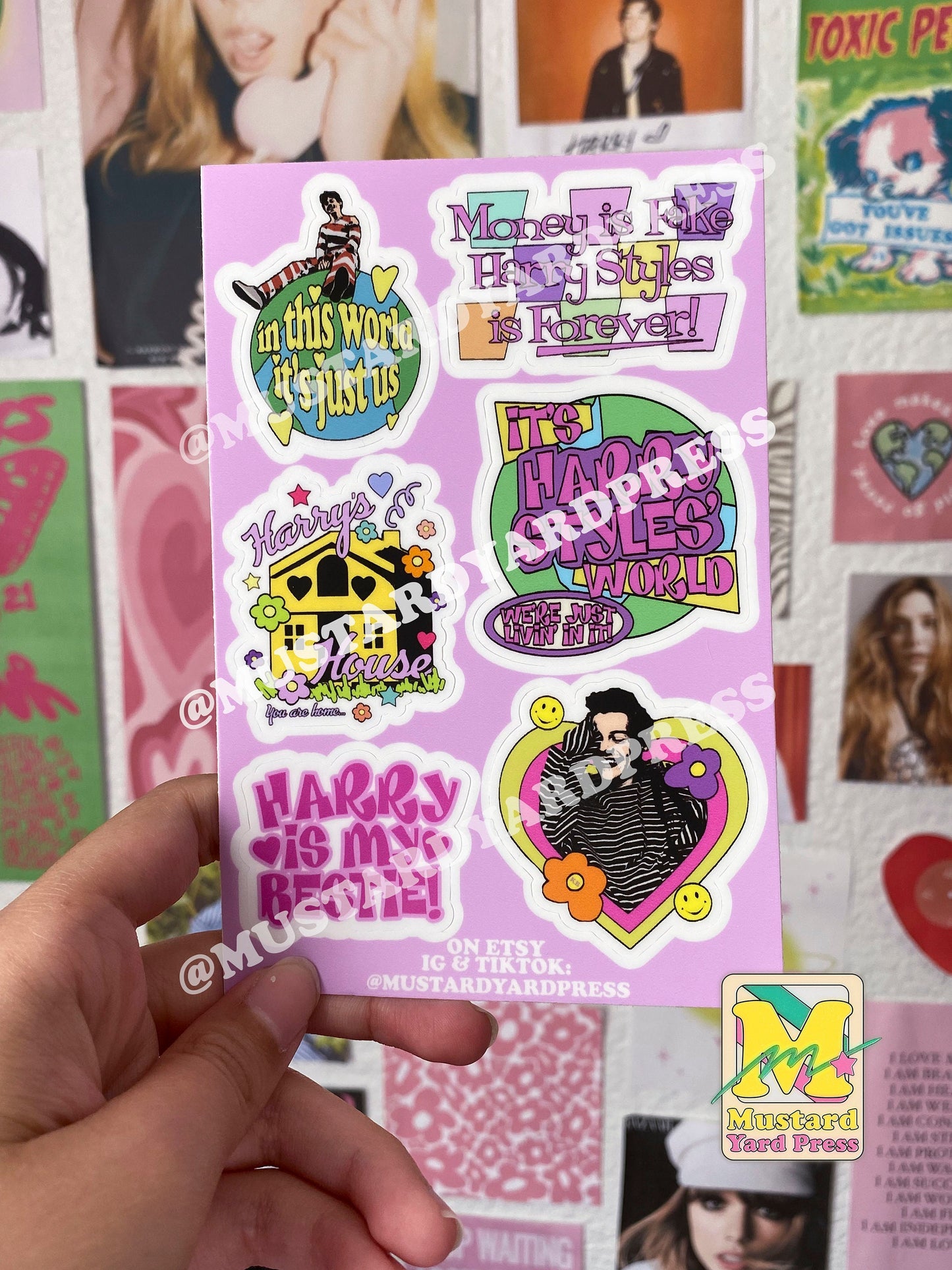 harry y2k pink sticker sheet