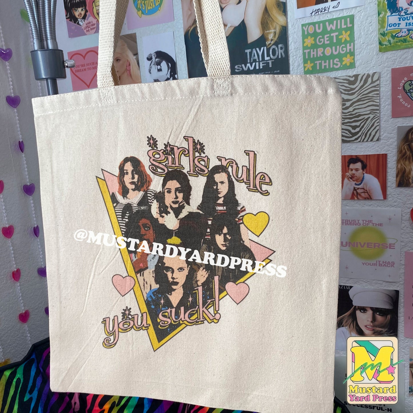 girls rule you suck tote bag
