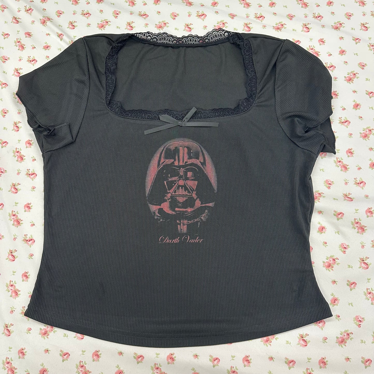 dark ani ribbed lace baby tee