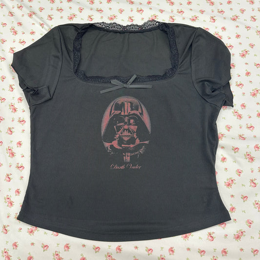 dark ani ribbed lace baby tee