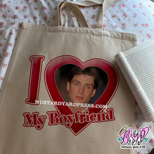 i love my boyfriend cillian tote bag