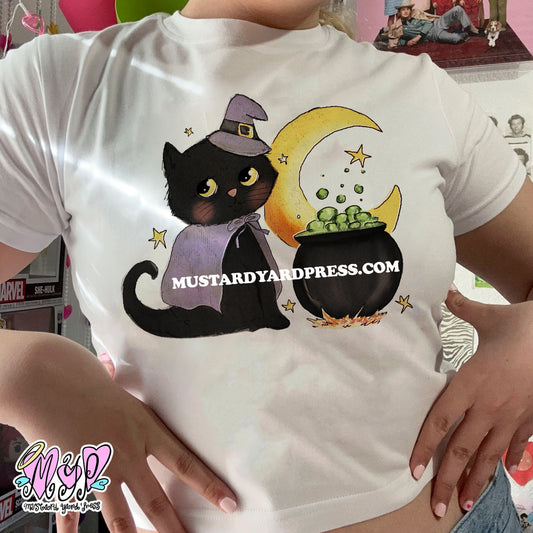 witch cat baby tee