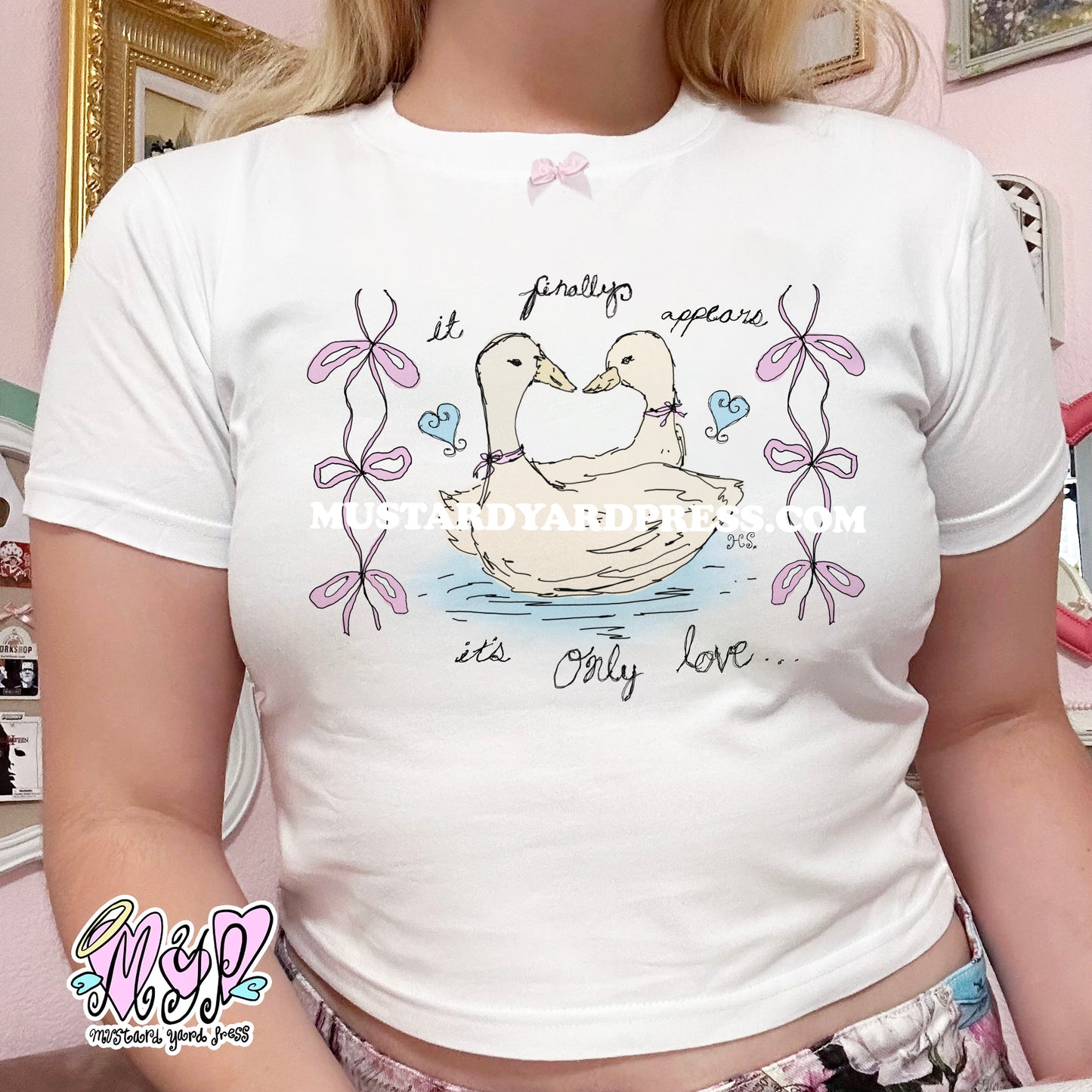 only love swans baby tee