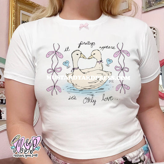 only love swans baby tee