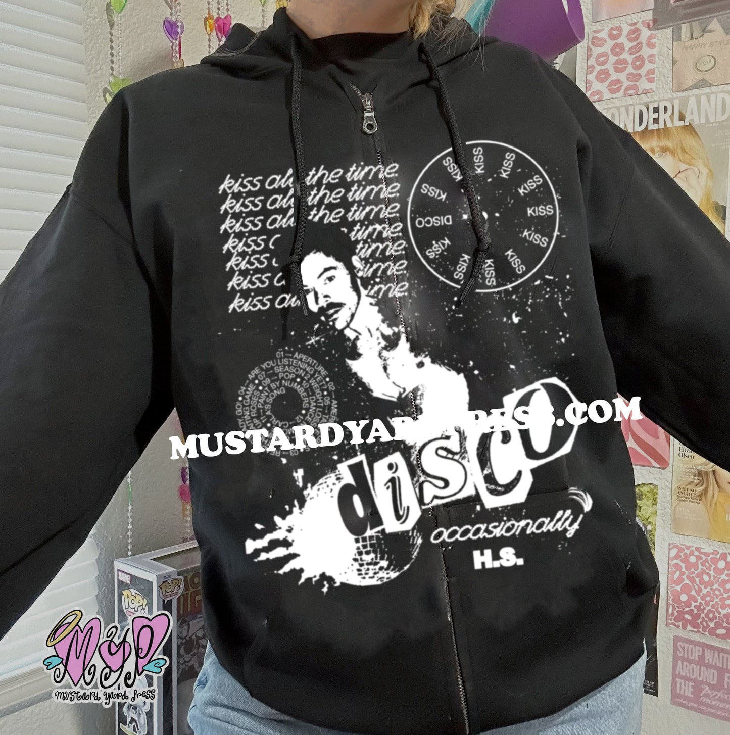 kiss disco clock collage zip-up