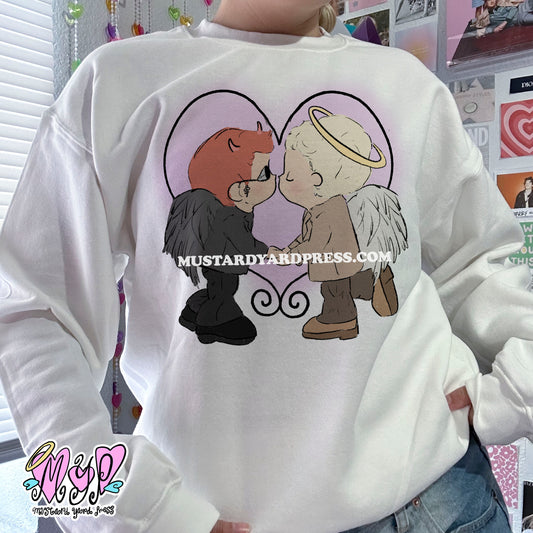 demon & angel kiss crewneck