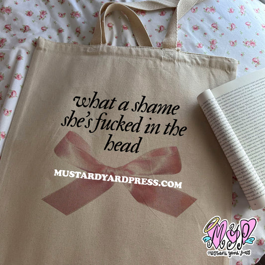 what a shame tote bag