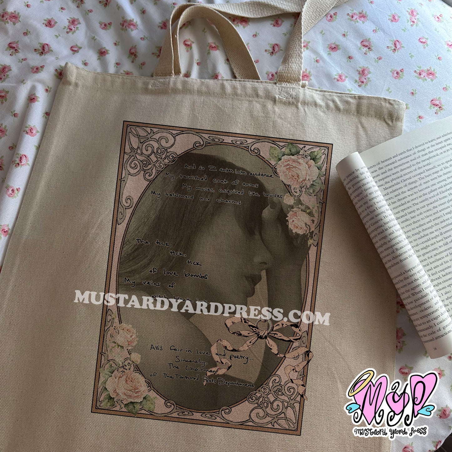 poets roses tote bag