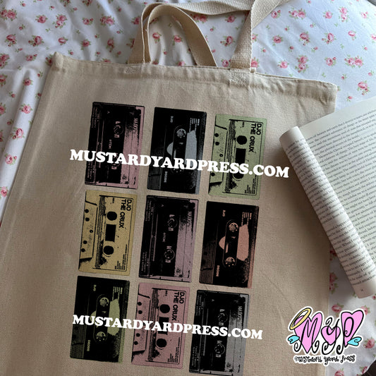 djo cassette tapes tote bag