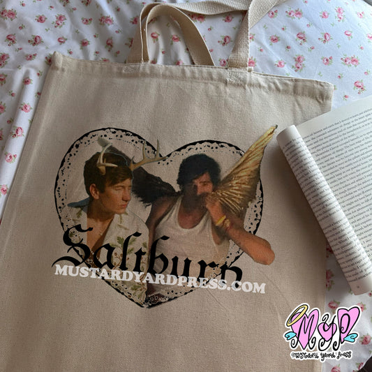 salt lace heart tote bag