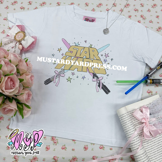 galaxy coquette logo baby tee