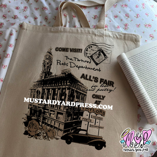 poets vintage tote bag