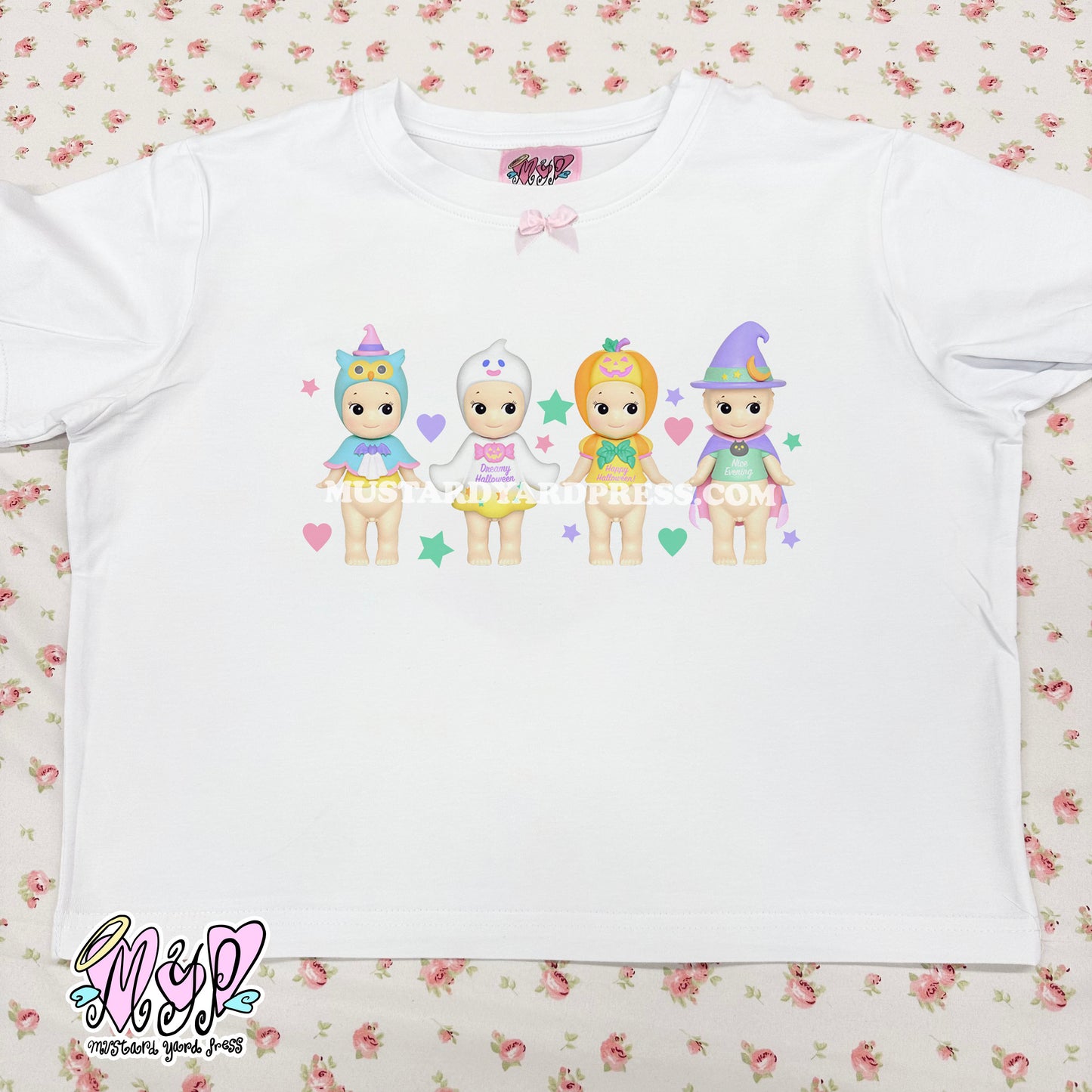 halloween pastel angel bow baby tee