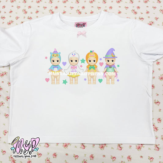 halloween pastel angel bow baby tee