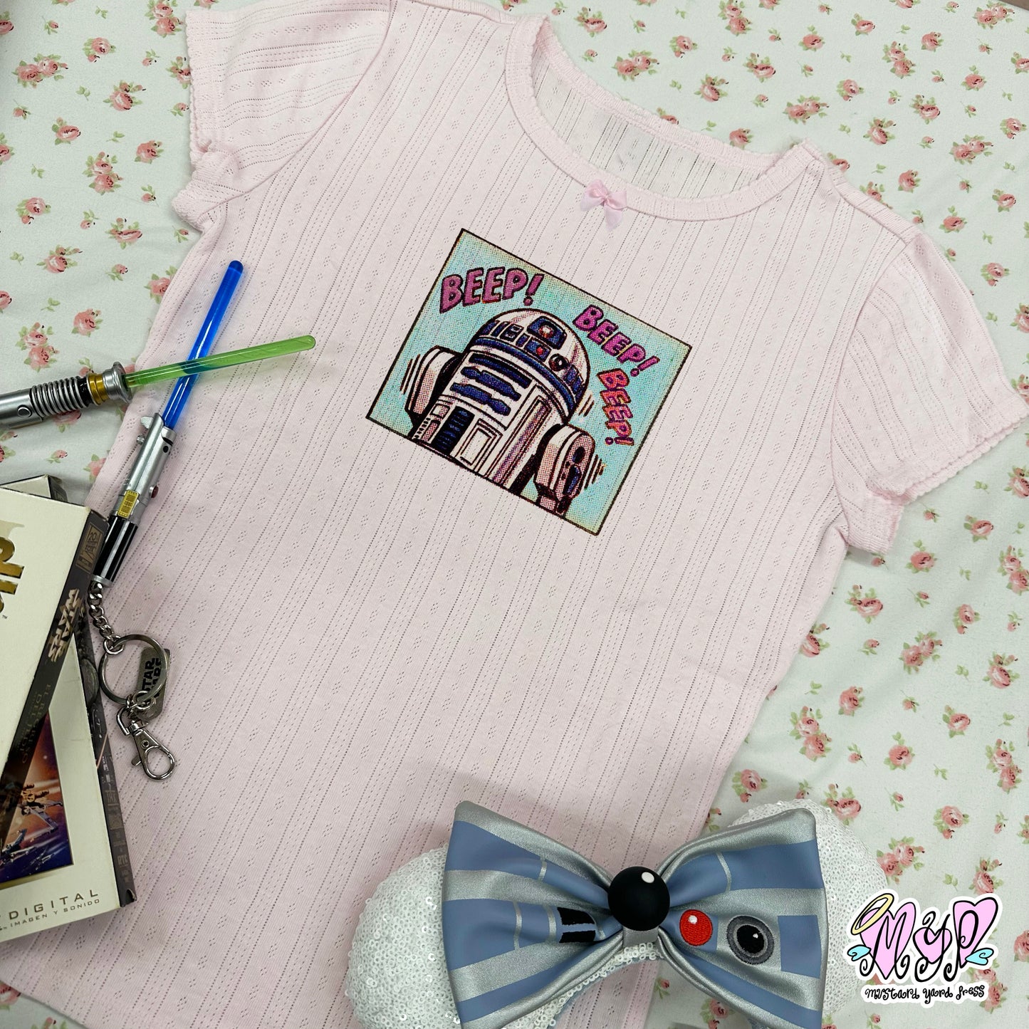 beep pointelle pink baby tee