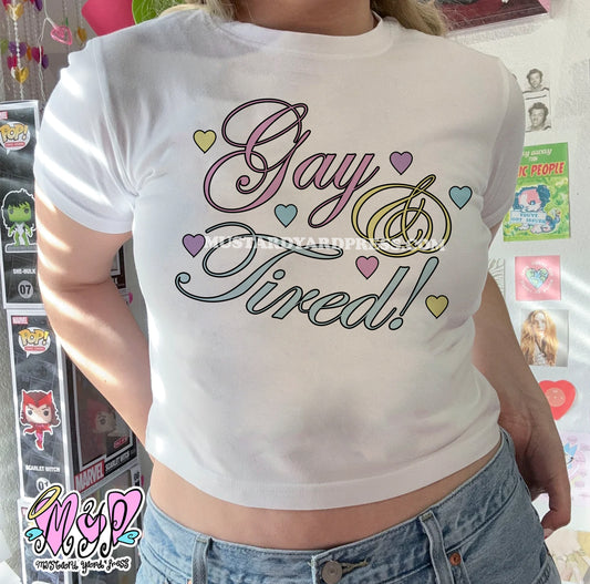 gay & tired baby tee
