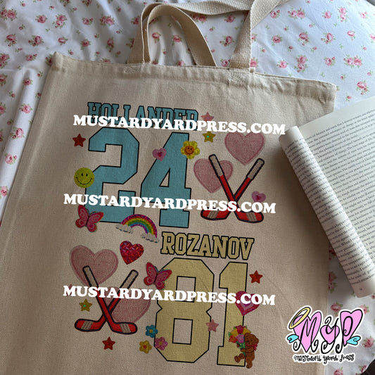 heated numbers tote bag