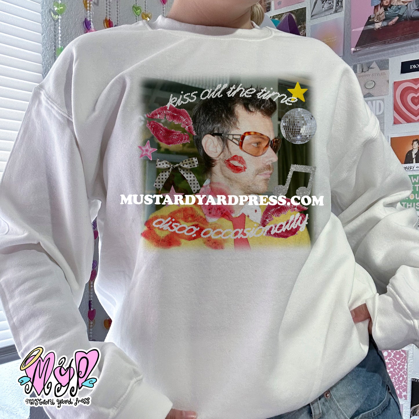 kiss disco stickers crewneck