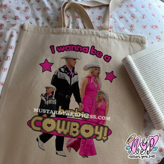 cowboy doll tote bag