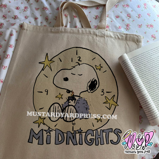 midnight dog tote bag