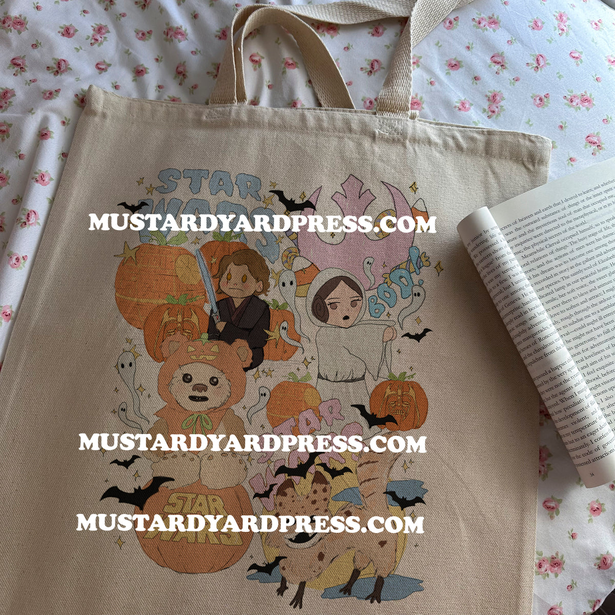 galaxy halloween tote bag