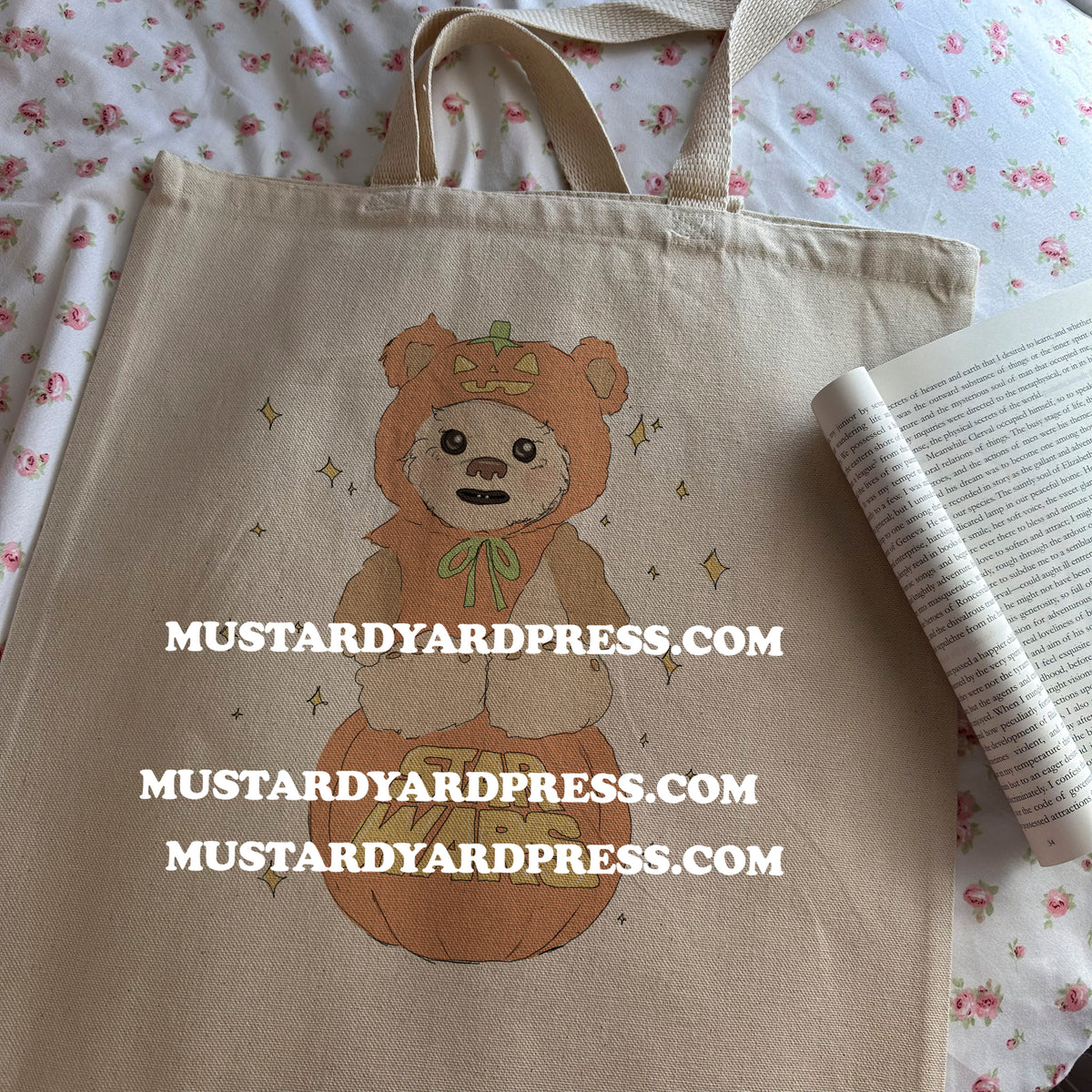pumpkin bear tote bag