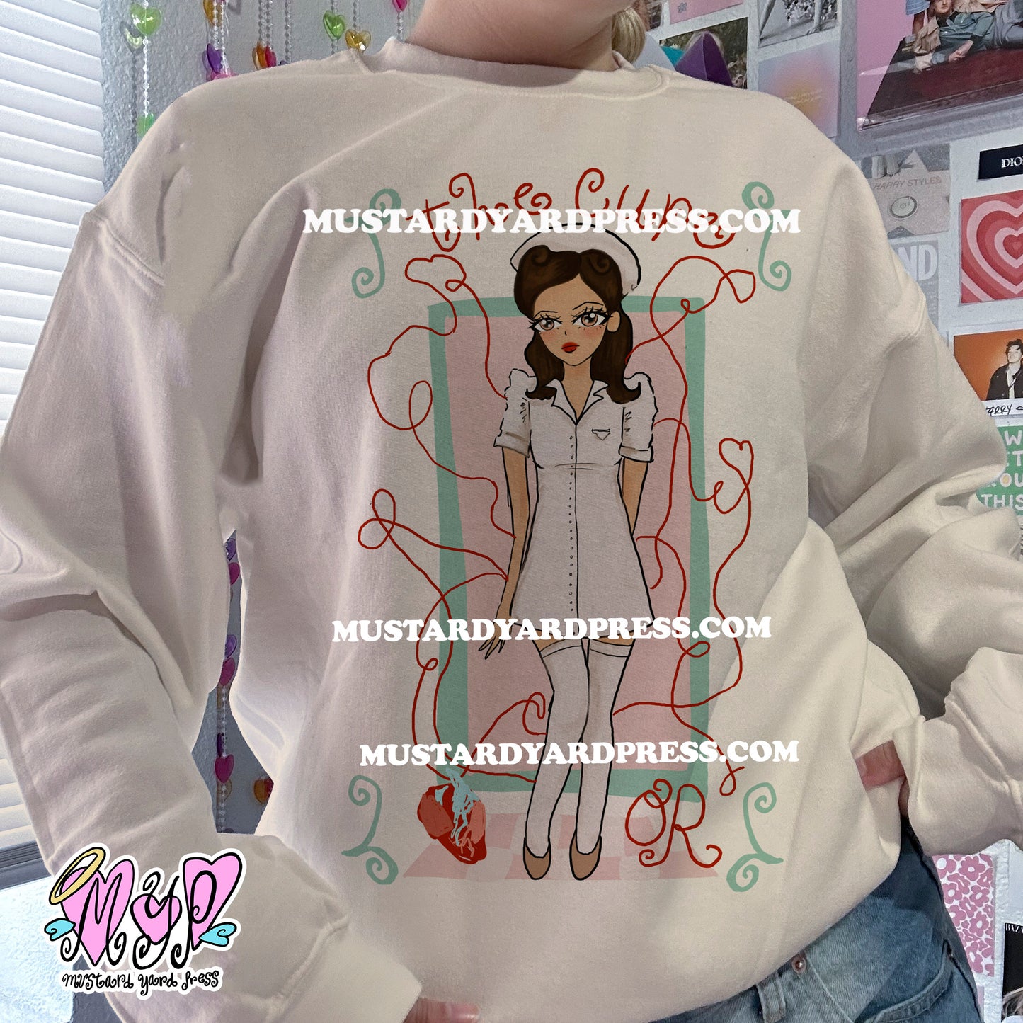 cure drawing crewneck